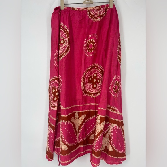 NWOT House of Harlow 1960 Keyhole Tied Midi Skirt Pink Brown M - Picture 4 of 5